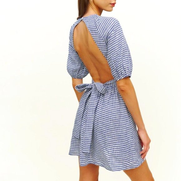 Reformation Irwin open-back linen mini dress - Picture 1 of 5